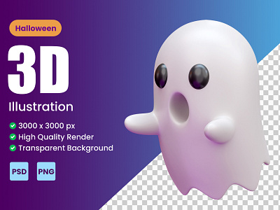 HALLOWEEN GHOST 3D ICON ILLUSTRATION