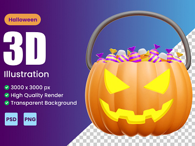 HALLOWEEN PUMPKIN CANDY 3D ICON ILLUSTRATION design halloween illustration ui ux