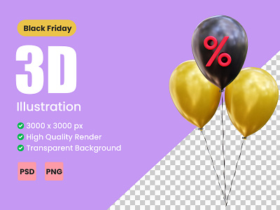 BALLOON DISCOUNT 3D ICON ILLUSTRATION