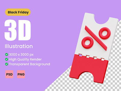 COUPON DISCOUNT 3D ICON ILLUSTRATION