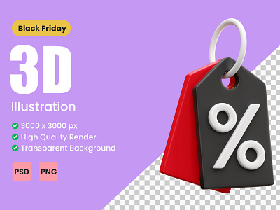 DISCOUNT TAG 3D ICON ILLUSTRATION