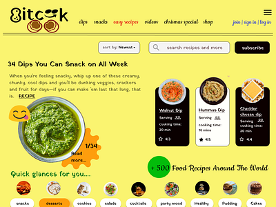 A recipe page for '8itcook'- cooking website landing page.