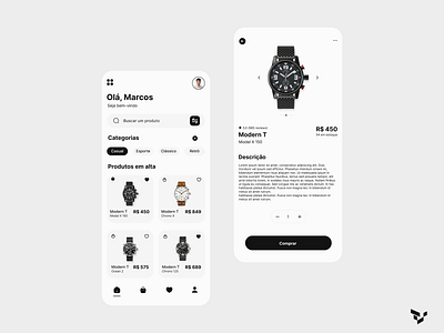 Minimalist app to sell watchs app mobile ui ux