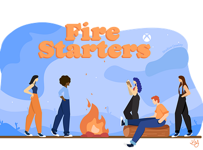 XBOX Fire Starters (Camp Fire Illustration) app branding camp camp fire design fire graphic design illustration ui vector xbox