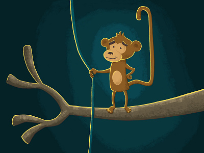 Monkey Rebound character children book children book illustration childrens book illustration monkey picture book tree branch vine