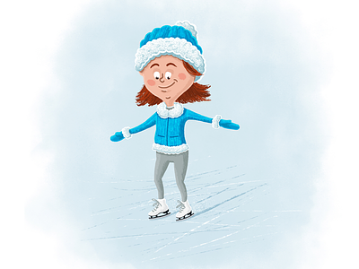 Getting Her Bearings character character design children childrens book childrens books figure skating ice skates ice skating kid kids picture book skating