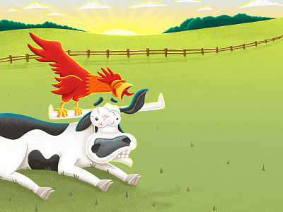 Rise and Shine! bull character chicken children children art children book children book illustration children books childrens childrens book childrens illustration childrens lit cow farm illustration illustration for kids kids lit morning picture book rooster