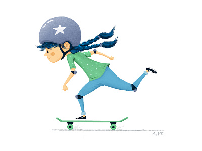 Kids On Wheels no. 03: Helmet Hair character children children art children book children book illustration children books childrens book childrens books childrens illustration girl illustration kidlit kidlitart picture book skate board skateboard skateboarder skater skating