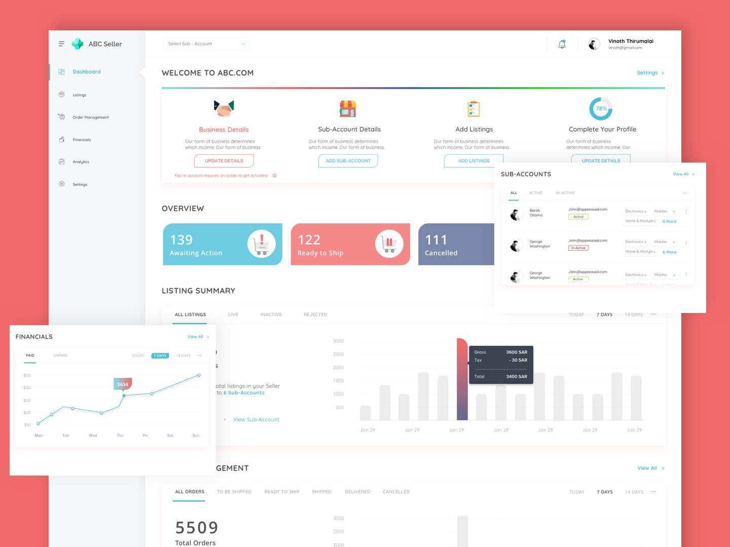 Seller Dashboard by Vinoth on Dribbble