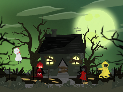Haunted House character dark ghost hauntedhouse house illustration night