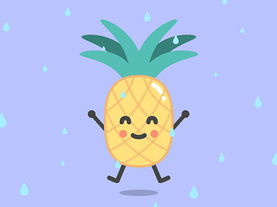 Pineapple boy fruit happy illustration jump pineapple rain