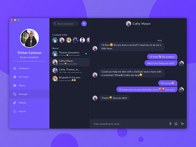Dashboard | Messages app chat dark dashboard desktop messages messenger purple ui ux