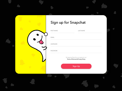 Daily UI #001 - Sign Up 001 challenge daily dailyui ghost illustration registration signup snapchat ui web yellow