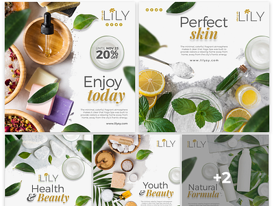 LILY SPA & YOGA ( SM POSTS) brand identity branding business design facebook posts graphic design instagram posts linkedin posts professional sm sm posts designs socialmedia socialmedia posts