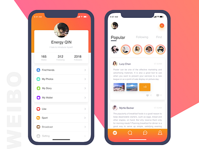 Weibo UI Redesign app design ios iphonex uikit weibo