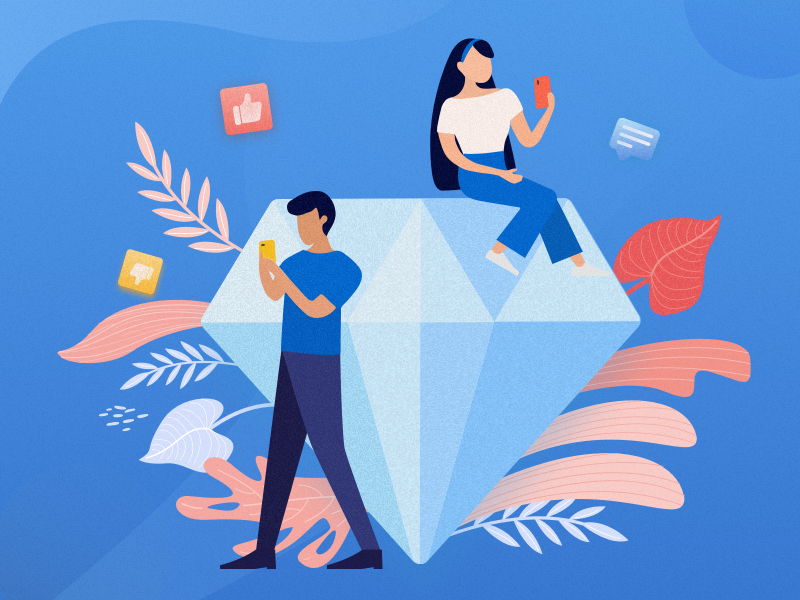 U need sooooo many diamond II uxdesign blue diamond design ui illustration