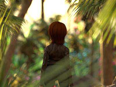 wip.4548754 cg forest girl houdini trees tropical vfx wip