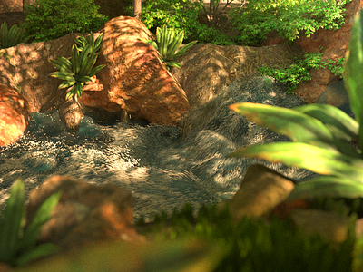 Down by the river! 3d cg environment forest houdini river trees vfx vr wip