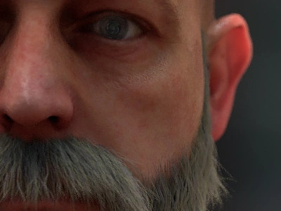 Beard Man Close Up 3d cg character grooming houdini sidefx surfacing vfx wip