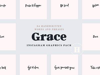 Grace Instagram Pack blush brushlettering grace graphics handwritten inspirational instagram media minimal social watercolor