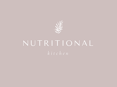 Nutritional Kitchen Logo Option blush dusty pink floral fronds greenery hand drawn illustration lockup logo minimal type wordmark