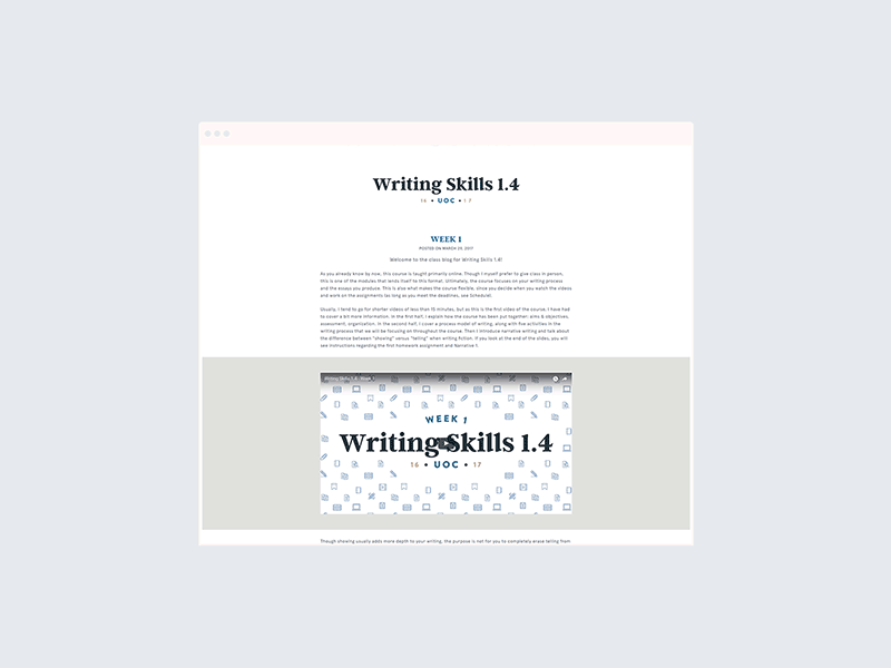Writing Skills 1.4 Lesson Page blog post blog design wordpress design minimal ui