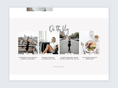 Homepage Blog Section blog design feminine fitness homepage lifestyle blog minimal nutrition script ui web design