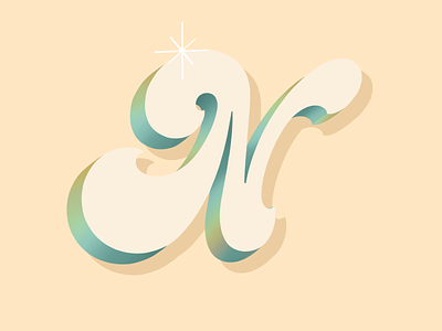 N 36 days of type design dimensional type drop cap hand lettering lettering typography