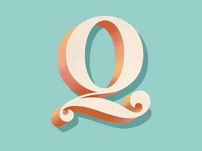 Q 36 days of type design dimensional type drop cap hand lettering lettering typography