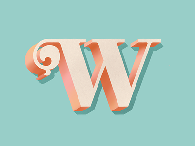 W 36 days of type design dimensional type drop cap hand lettering lettering typography