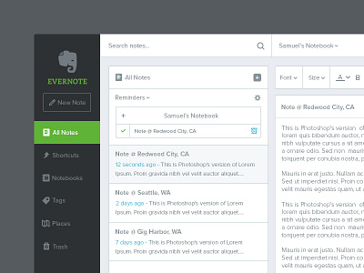 Evernote web app redesign updated (desktop) evernote flat ui web app