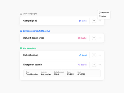 Humming – Campaign Card UI Components