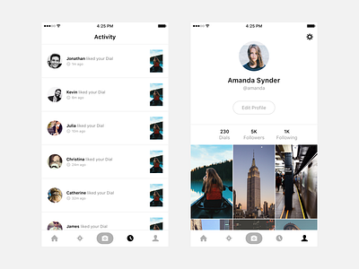 Dial - Activity & Profile activity app ios profile ui ux