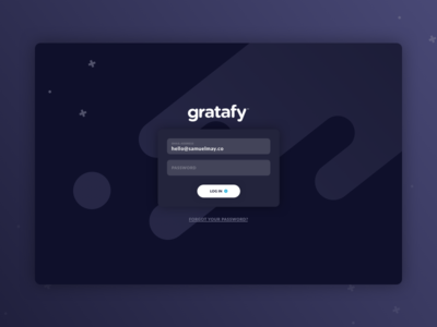 Gratafy Dashboard Login Page dark dashboard design form login nebula product purple space ui ux
