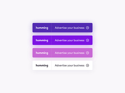Humming – Buttons adtech advertising arrow branding button buttons design flat flatish glow glowing ios pink product purple shadow simple ui ux web app