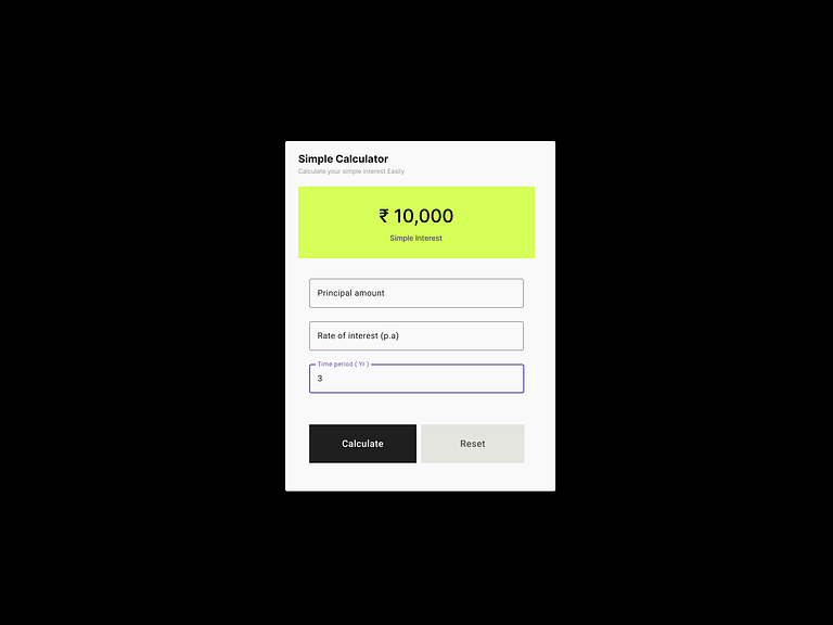 Simple Interest Calculato React App Design Free Source Code by