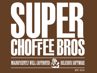The Super Choffee Bros brand brown coffee identity