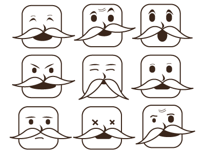 Mustache Emotions faces illustrations mustaches vector