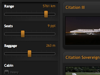 Jet Finder modules search sliders