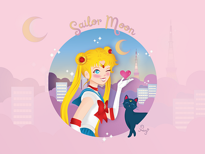 Sailor Moon in Tokyo adobe illustrator design graphic design illustration personalproject sailormoon tokyo vector vectordesign