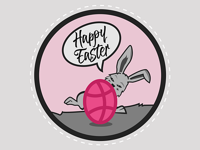 Happy Easter dribbble easter egg fun illustrationi logo playoff rabbit sticker