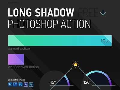 Free Long Shadow Photoshop Action flat icon ios long shadow photoshop action shadow ui