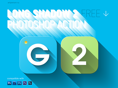 Long Shadow 2 Photoshop Action flat icon ios long shadow photoshop action shadow ui