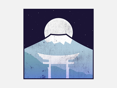 Mount Fuji Night graphic design illustration illustrator japan japan flag mount fuji torii