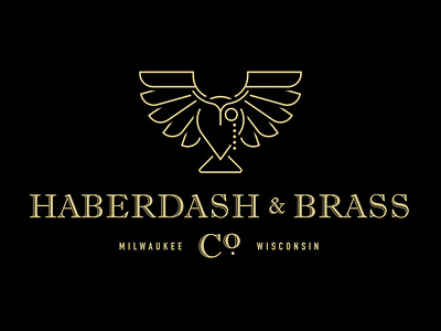 Haberdash & Brass antiques branding design illustration logo owl typography vector