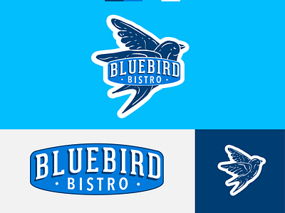 Bluebird Bistro Logo Identity badge bird bistro bluebird branding colorado illustration illustrator logo logo mark mountain mountains rebrand restaurant rustic sparrow vector vintage wip