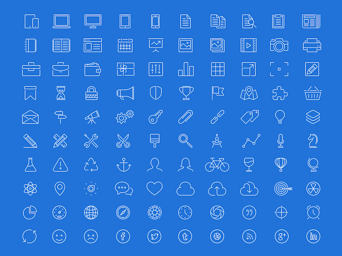 100 FREE Line Style Icons by Kenny Sing for Elegant Themes on Dribbble