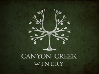 Canyon Creek Winery Logo glass leaves logo tree winery