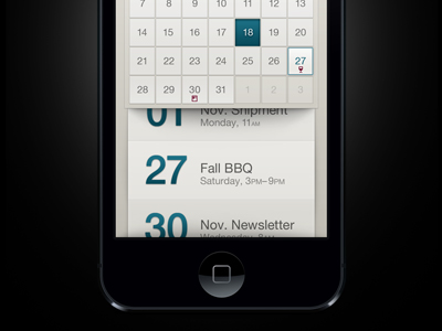 Calendar Screen app calendar ios mobile