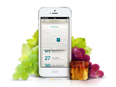 Mobile App Slider app calendar cork grapes icon ios mobile slider ui ux winery